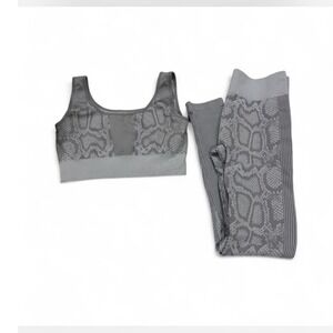 Womens Activewear Set Snake Print Sports Bra Seamless Leggings Gym Workout